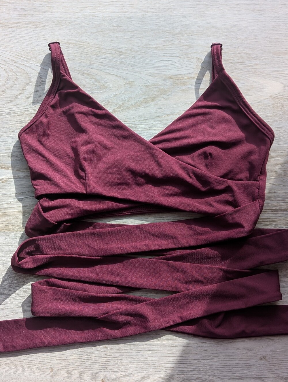 Werk Dancewear Burgundy Wrap Crop Top - Size Youth Medium (YM)
